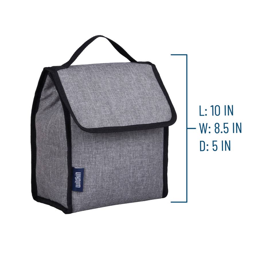 Wildkin Kids Insulated Lunch Box Bag for Boys & Girls (Grey Tweed