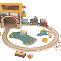 Farm Play World with Wooden Train Tracks