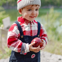 RED AND CREAM PLAID SHIRT IN COTTON, BABY