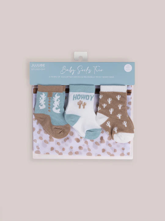 3-PACK SOFT DURABLE BABY SOCKS SET - HOWDY PARTNER BLUE