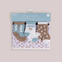 3-PACK SOFT DURABLE BABY SOCKS SET - HOWDY PARTNER BLUE