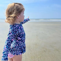 Moonlit Meadow Scalloped Long Sleeve Rash Guard 2-Piece