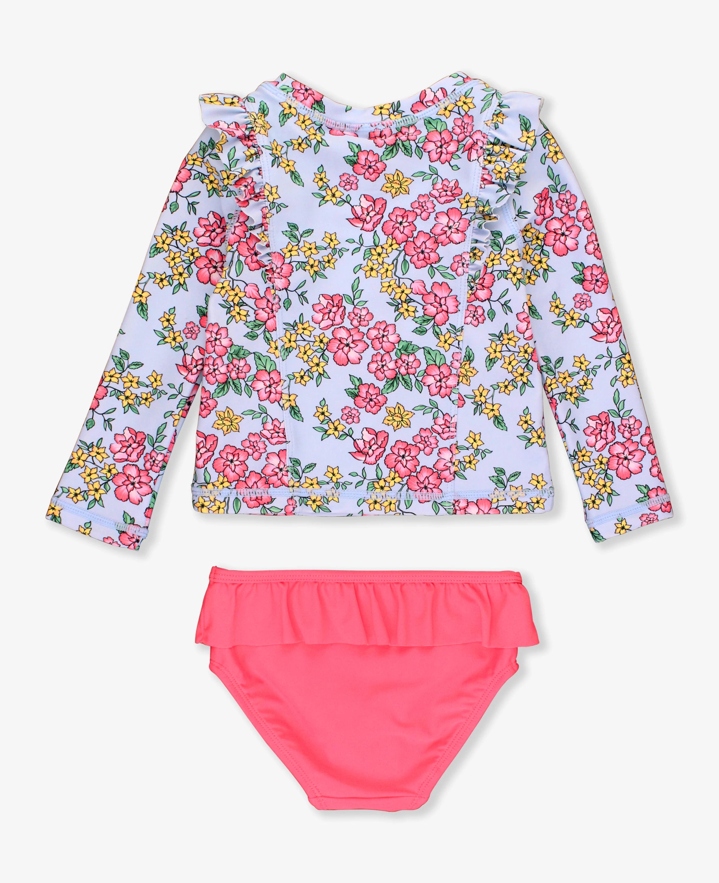 Cheerful Blossoms Princess Seam Ruffle Rash Guard 2-Piece