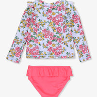 Cheerful Blossoms Princess Seam Ruffle Rash Guard 2-Piece