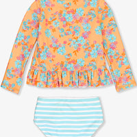 Vibrant Valley Ruffle Hem Rash Guard 2-Piece