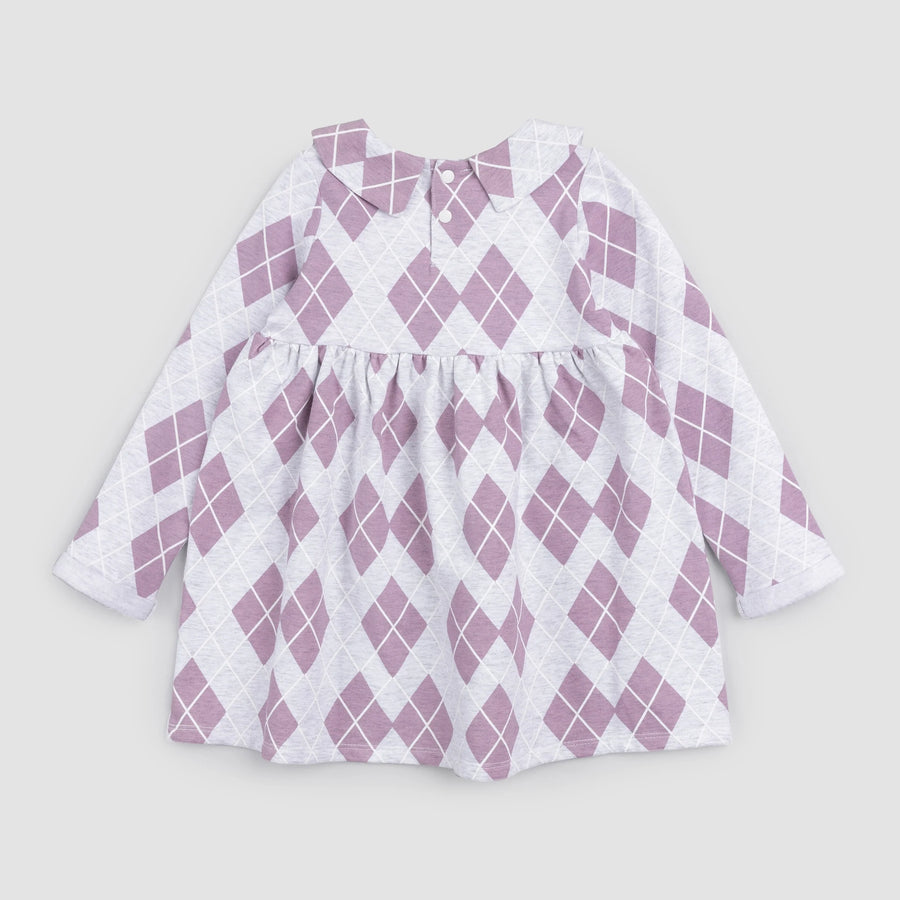 Elderberry Argyle Print Fleece Dress