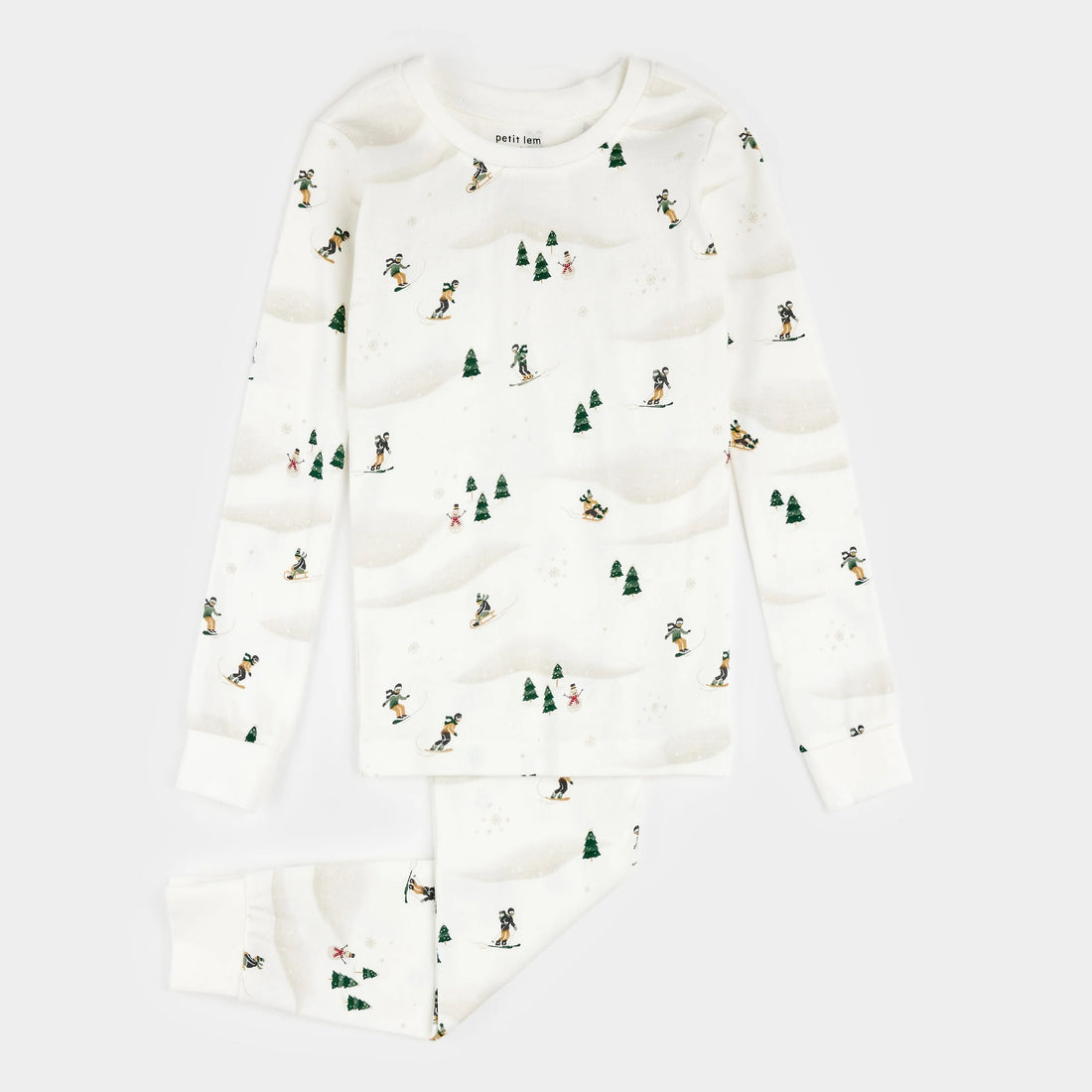 Winter Fun Print on Off-White PJ Set