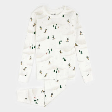 Winter Fun Print on Off-White PJ Set