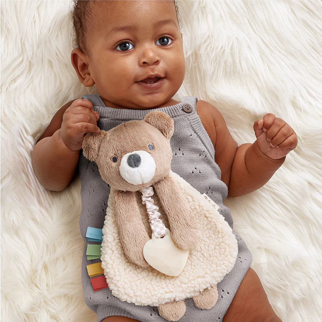 Itzy Lovey Plush with Silicone Teether Toy | Theo the Bear