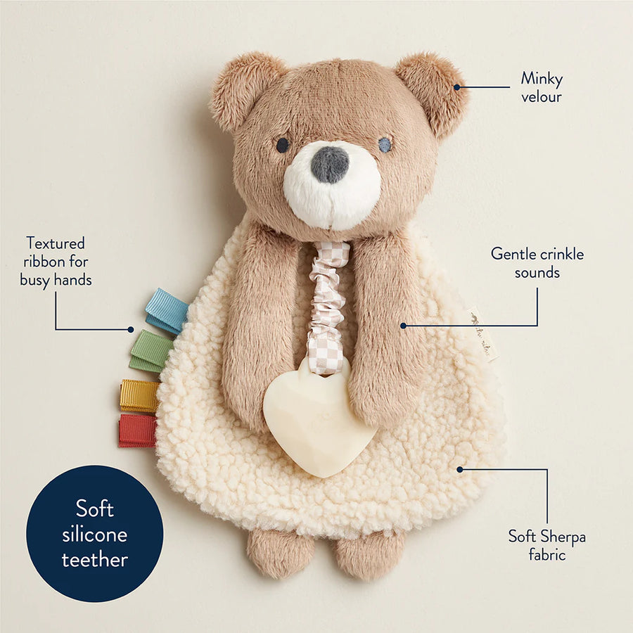 Itzy Lovey Plush with Silicone Teether Toy | Theo the Bear