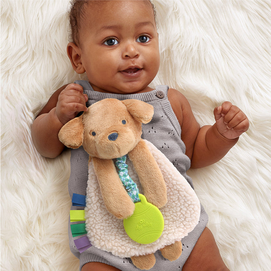 Itzy Lovey Plush with Silicone Teether Toy | Trevor the Puppy