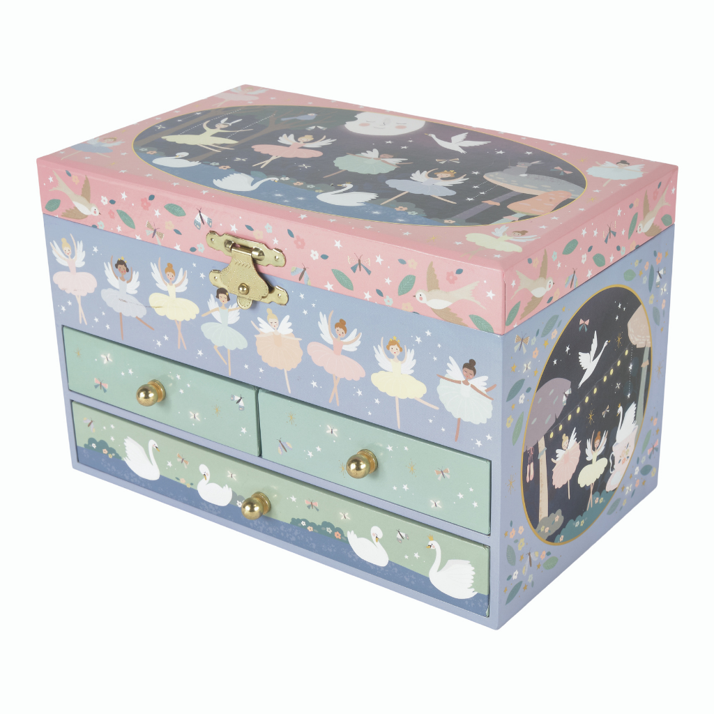 MUSICAL JEWELLERY BOX WITH 3 DRAWERS - ENCHANTED