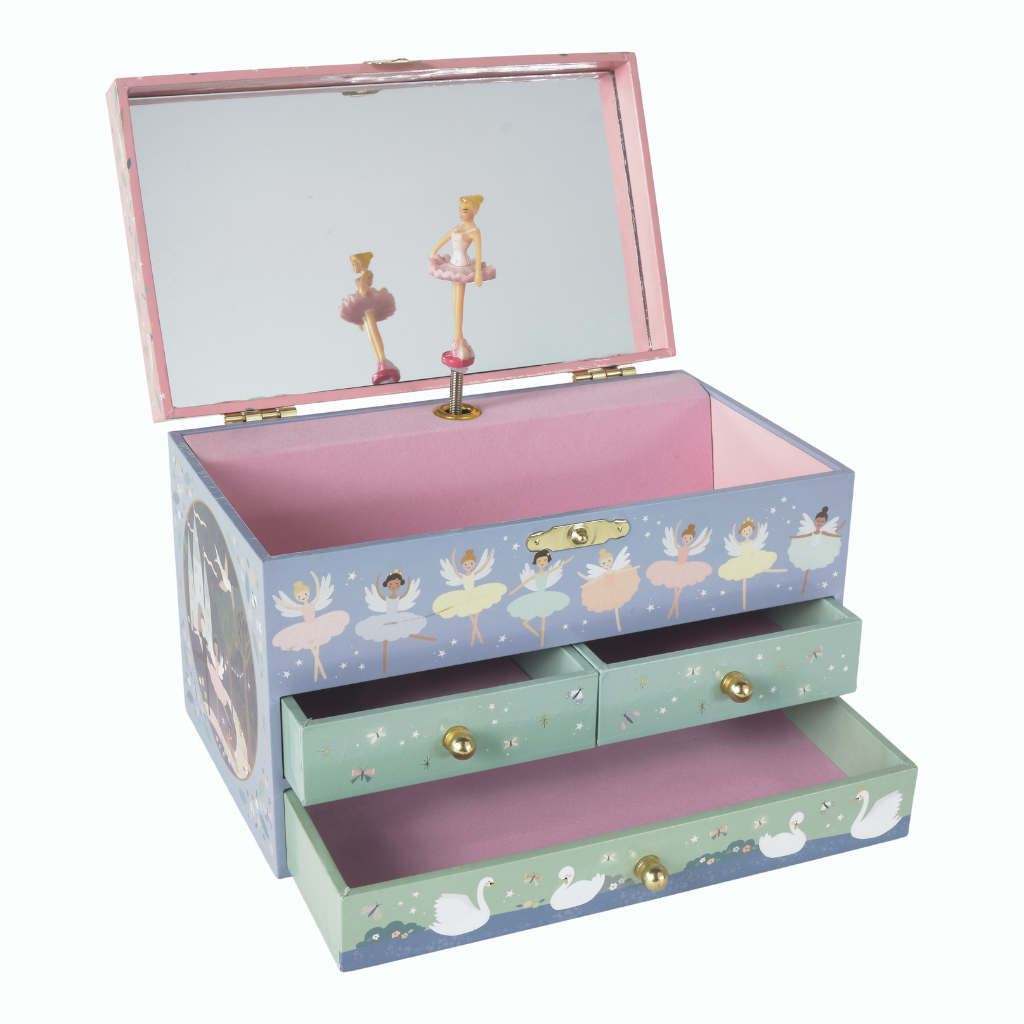 MUSICAL JEWELLERY BOX WITH 3 DRAWERS - ENCHANTED