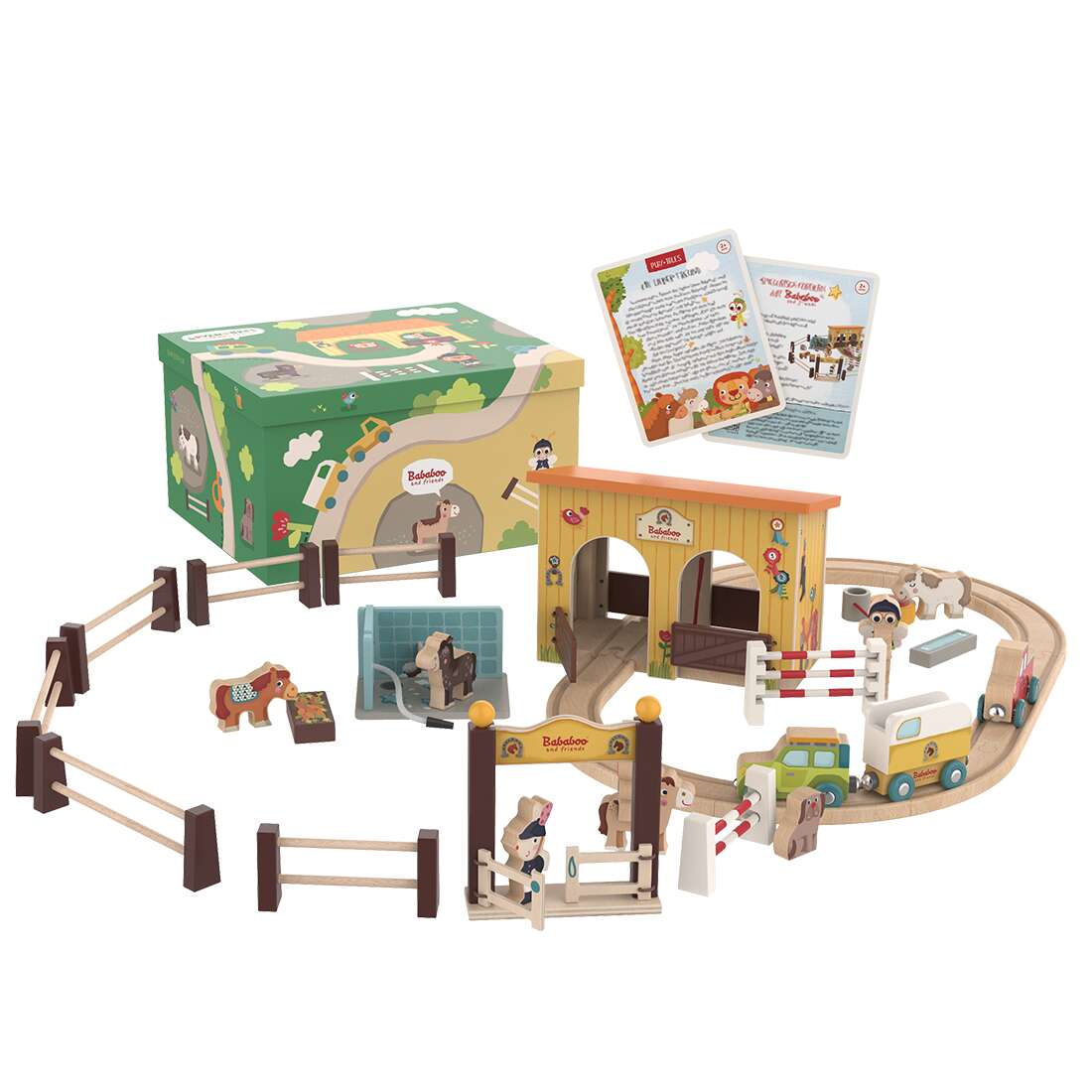 Horse Stable Play World with Wooden Train Tracks