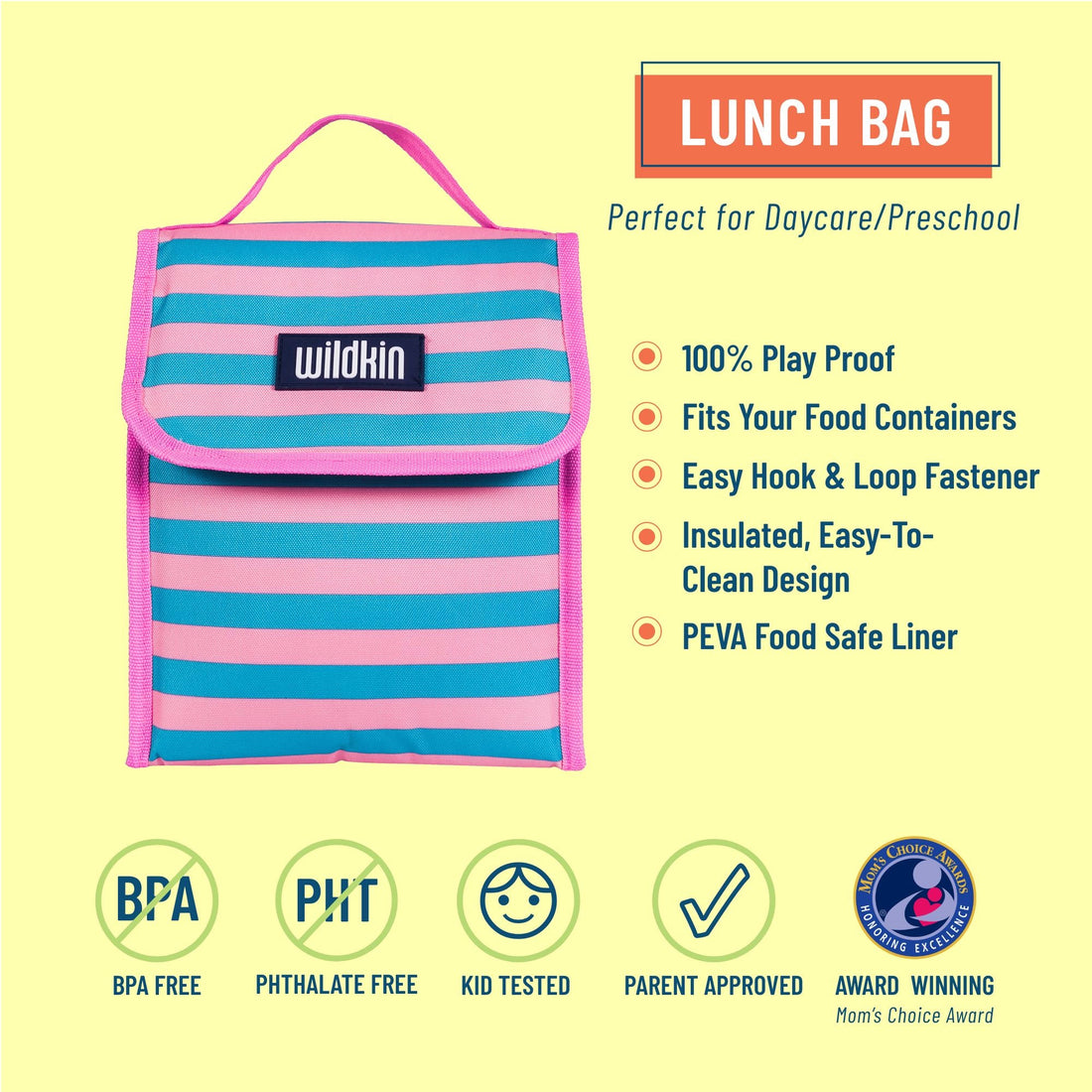 Pink Stripes Lunch Bag