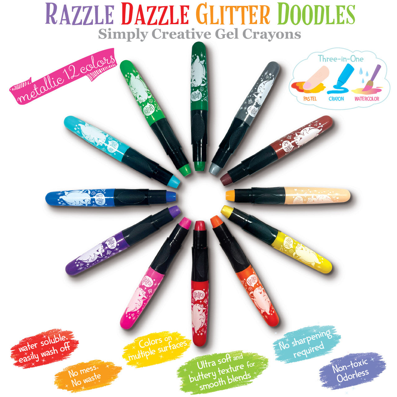 Glitter Doodle Gel Crayons- Unicorn Magic