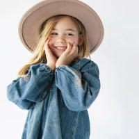 TAUPE FELT HAT WITH ROUNDED SHAPE, CHILD