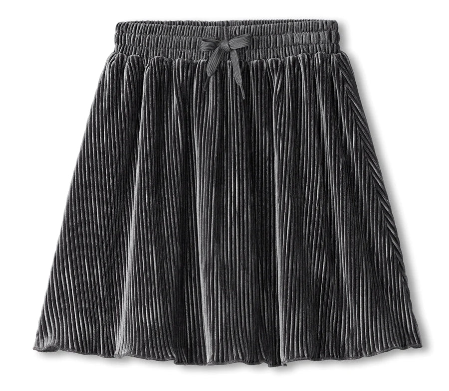 Silver Shine Pleated Velour Skirt