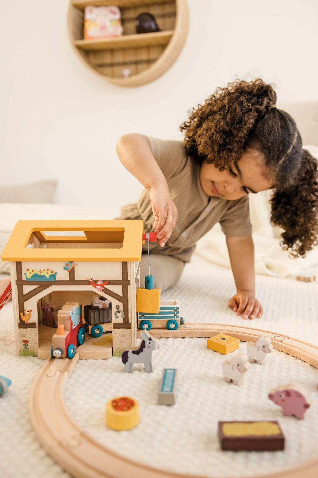 Farm Play World with Wooden Train Tracks