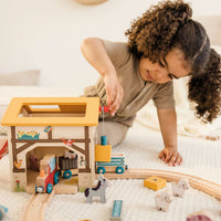 Farm Play World with Wooden Train Tracks