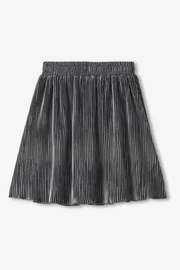 Silver Shine Pleated Velour Skirt