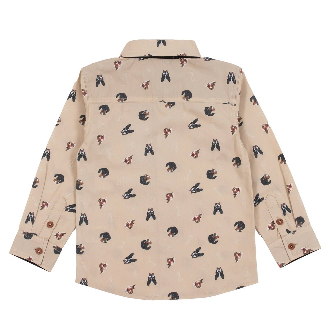 Boys Beige Printed Shirt With Removable Tie