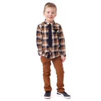 Boys Black Plaid Shirt With Removable Tie