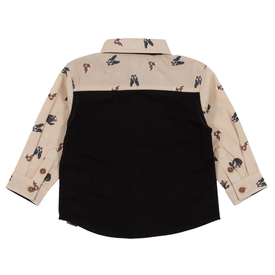 Baby Boy Beige Printed Shirt With Removable Tie