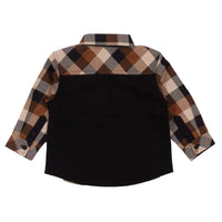 Baby Boy Black Plaid Shirt With Removable Tie