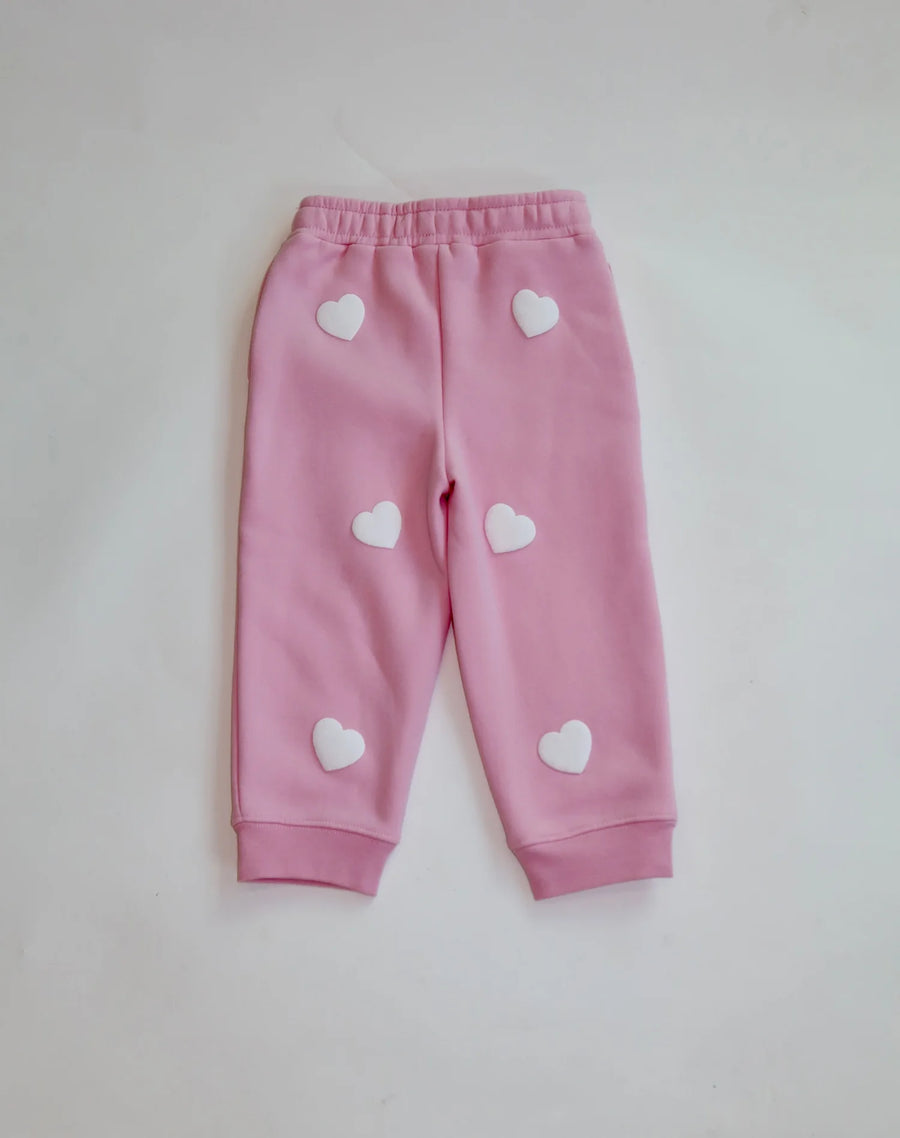 "All Over Heart" Kids Oversized Jogger - Bubble Gum