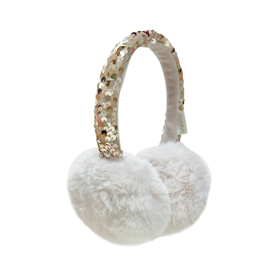 Shimmer Sequin Band Earmuffs Ivory