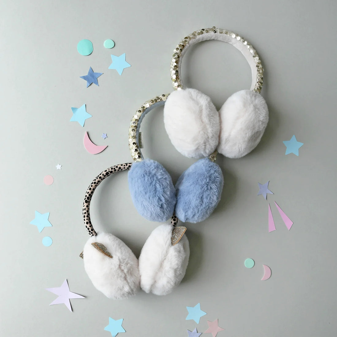 Shimmer Sequin Band Earmuffs Ivory