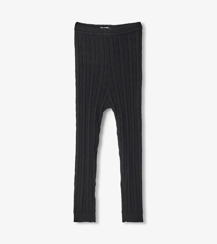 Baby Girls Black Cable Knit Leggings