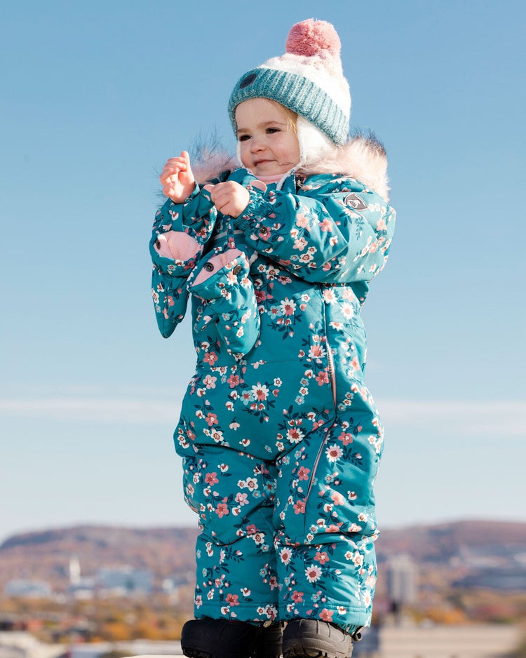 One Piece Baby Car Seat Snowsuit With Spring Flower Print