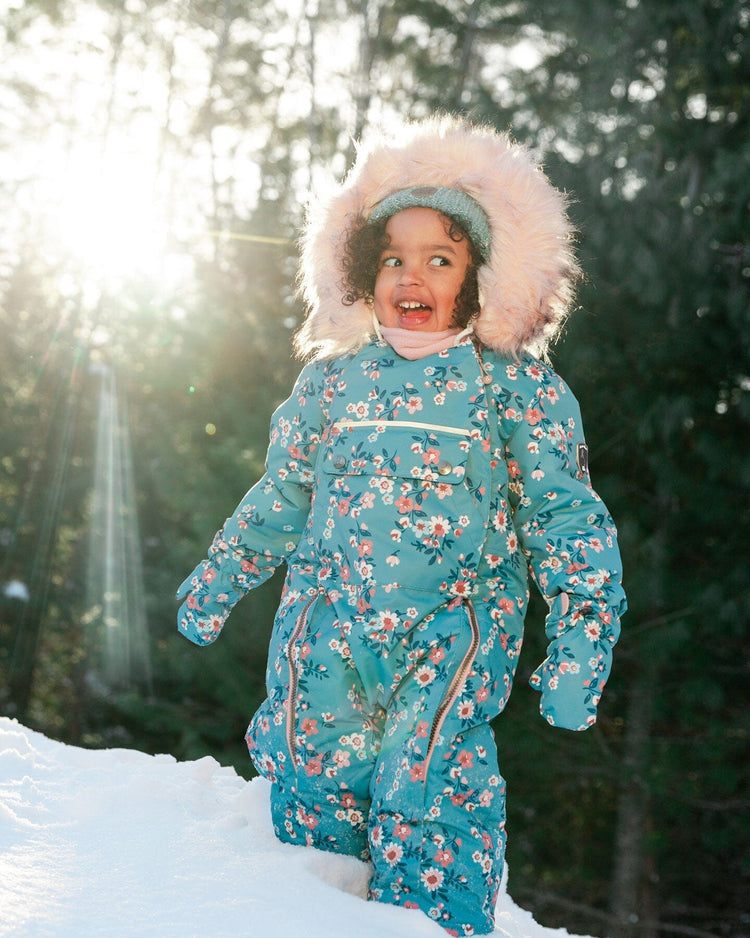 One Piece Baby Car Seat Snowsuit With Spring Flower Print