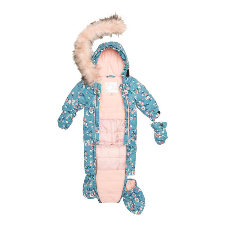 One Piece Baby Car Seat Snowsuit With Spring Flower Print