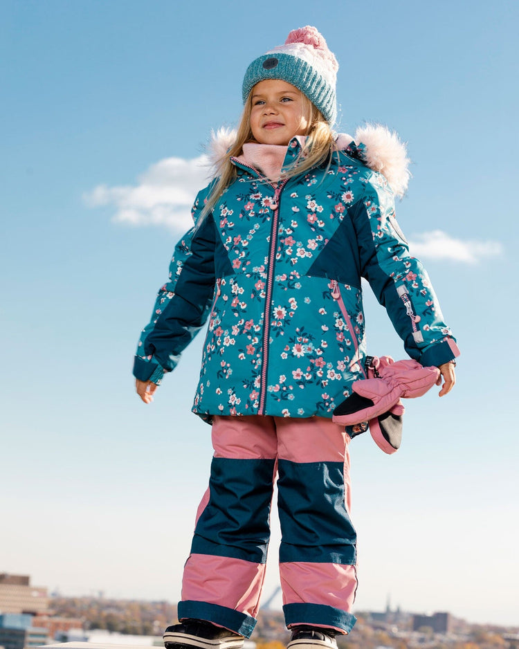 Two Piece Snowsuit Ancient Rose With Spring Flower Print