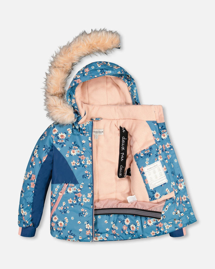 Two Piece Snowsuit Ancient Rose With Spring Flower Print