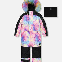 One Piece Snowsuit With Frosted Rainbow Print