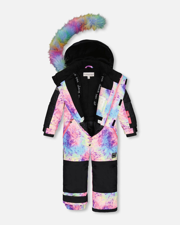 One Piece Snowsuit With Frosted Rainbow Print