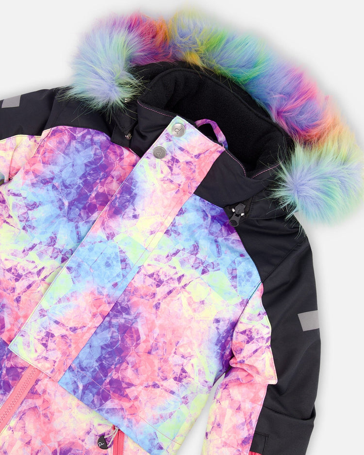 One Piece Snowsuit With Frosted Rainbow Print