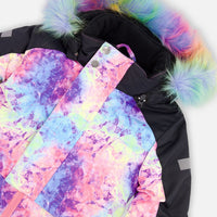 One Piece Snowsuit With Frosted Rainbow Print