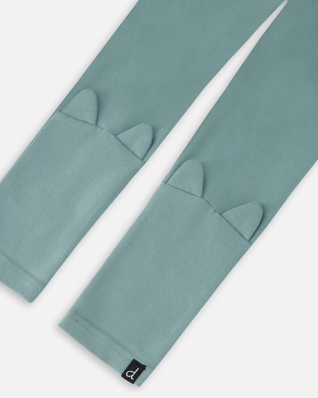 Organic Cotton Sage Green Leggings With Cat Ears Applique