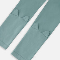 Organic Cotton Sage Green Leggings With Cat Ears Applique