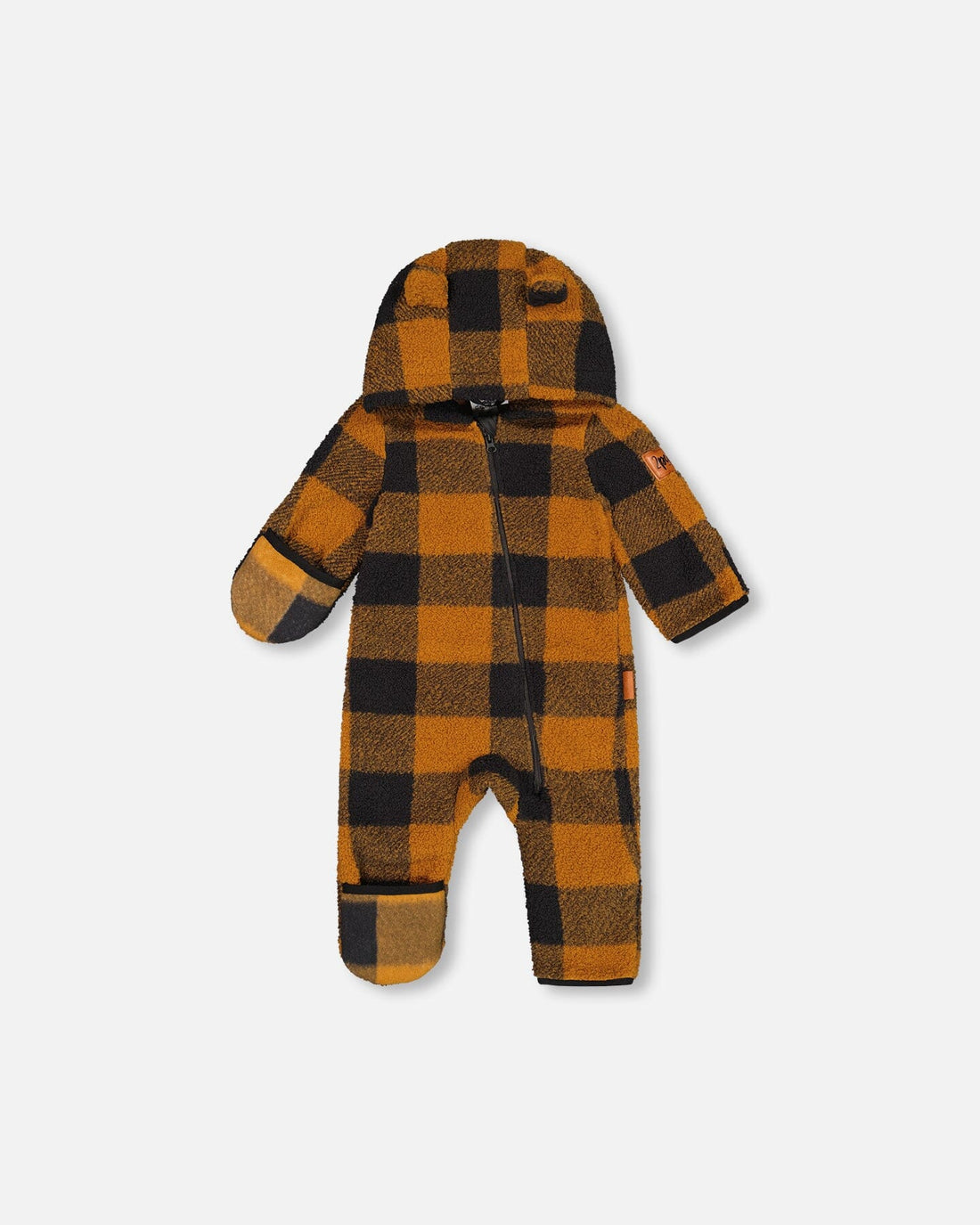 Baby Mid-Season Sherpa One Piece Caramel And Black Plaid