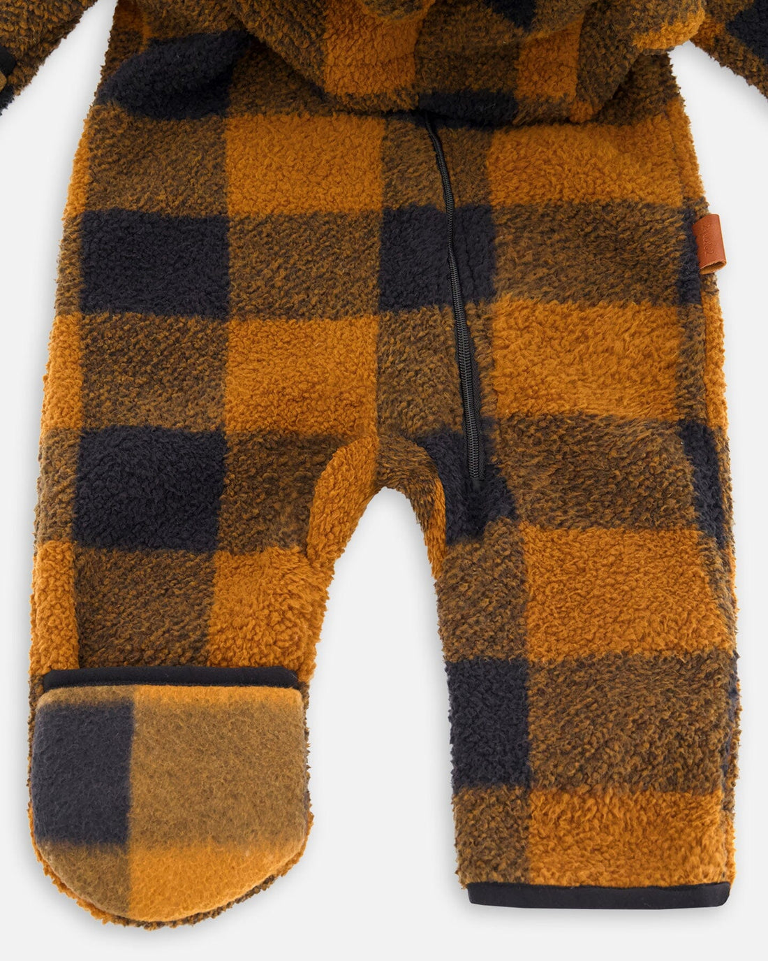 Baby Mid-Season Sherpa One Piece Caramel And Black Plaid