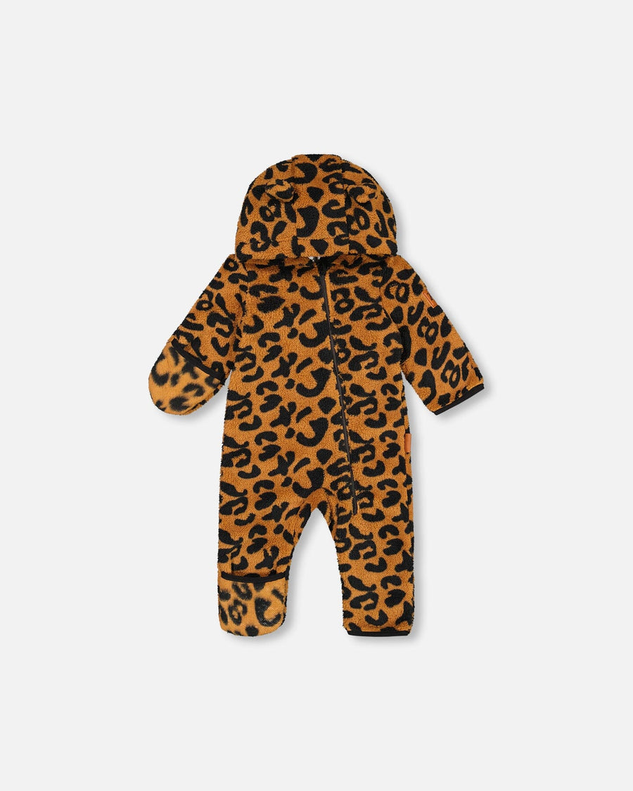 Baby Mid-Season Sherpa One Piece Caramel Leopard Print