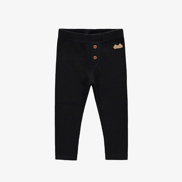 BLACK IRREGULAR RIB KNIT LEGGING, BABY