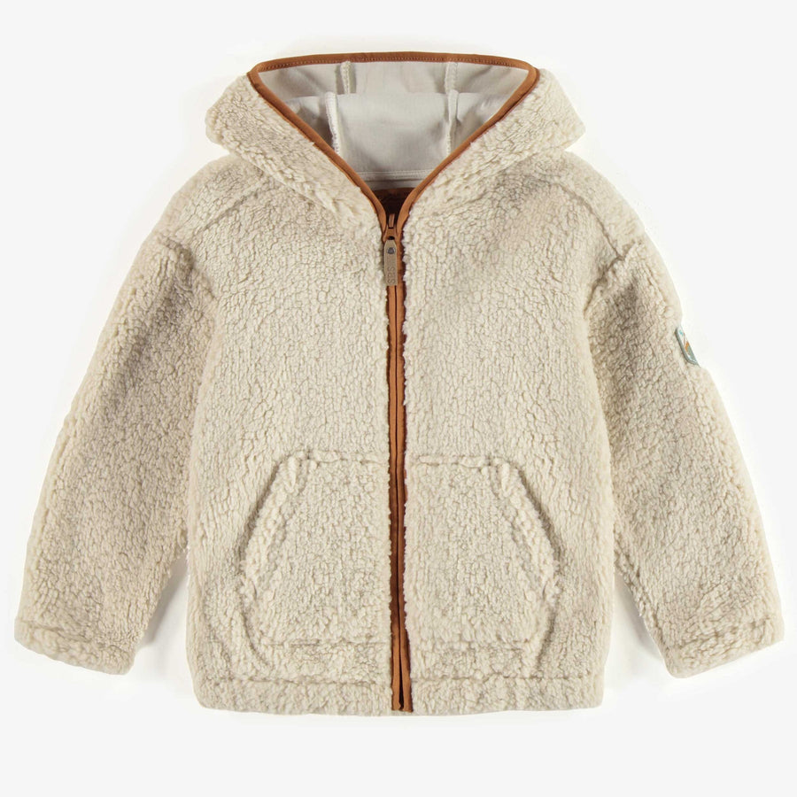 IVORY SHERPA VEST WITH HOOD, CHILD