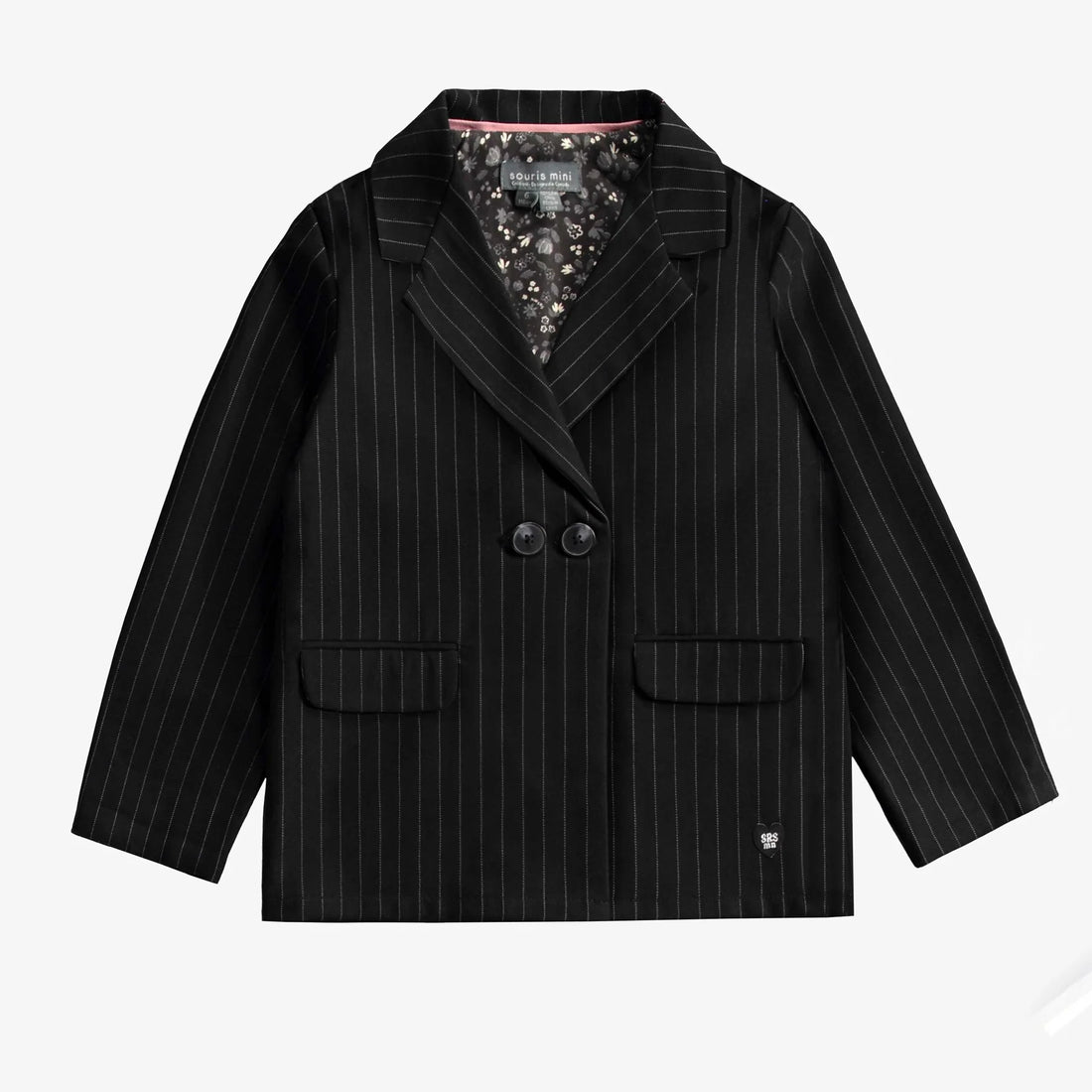 BLACK AND WHITE STRIPED JACKET IN GABARDINE, CHILD